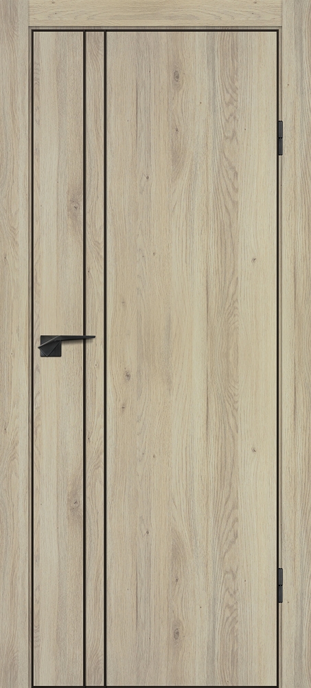 Фото Межкомнатная дверь P-20  черный молдинг PET,  кромка ABS черная c 4-х ст. Дуб молочный