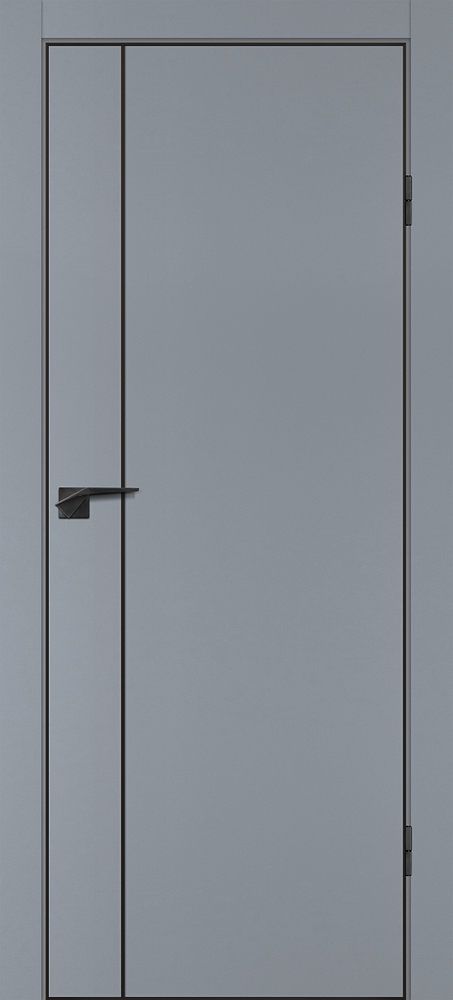 Фото Межкомнатная дверь P-21  черный молдинг PET,  кромка ABS черная c 4-х ст. Серый матовый