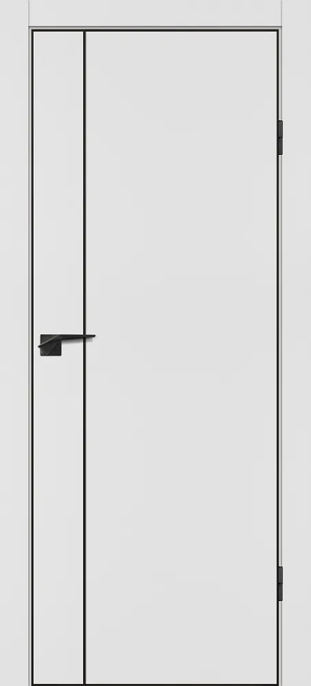 Межкомнатная дверь P-21  черный молдинг PET,  кромка ABS черная c 4-х ст. Белый матовый